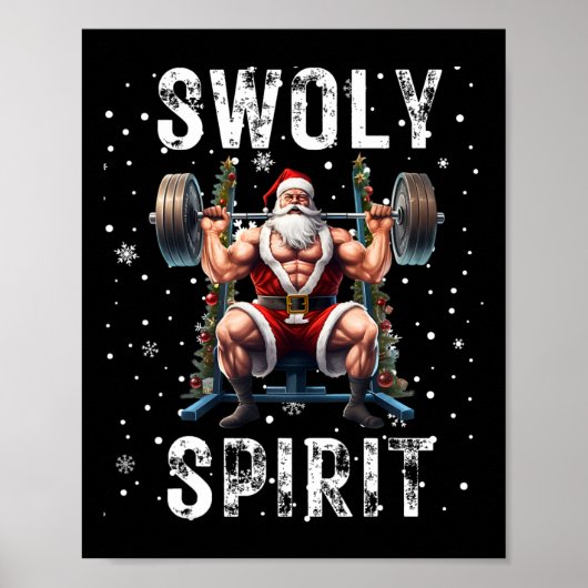 Leuke Lichaambuilding Swoly Geest Kerstman Humor K Poster (Voorkant)