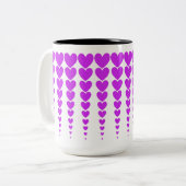 Leuke, lichte & elegante Neon Paarse Hart Klapjes Tweekleurige Koffiemok (Voorkant links)