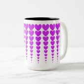 Leuke, lichte & elegante Neon Paarse Hart Klapjes Tweekleurige Koffiemok (Voorkant rechts)
