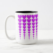 Leuke, lichte & elegante Neon Paarse Hart Klapjes Tweekleurige Koffiemok (Links)