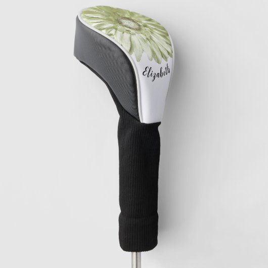 Leuke lichtgele daisy bloem aangepaste naam dames golfheadcover (Schuin)