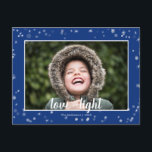 Leuke Liefde & de Lichte Chanoeka van Sterren Feestdagenkaart<br><div class="desc">Leuk en pret, is dit vakantiebriefkaart de perfecte manier om de groeten van het seizoen naar vrienden en familie te verzenden. Kenmerkt witte en zilveren sterren en sneeuw op een blauwe achtergrond. Verander de fotosjabloon in uw. De voorzijde en de rug hebben tekst die kan worden veranderd om uw familienaam...</div>