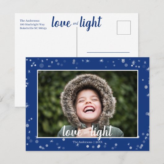 Leuke Liefde & de Lichte Chanoeka van Sterren Feestdagenkaart (Voorkant / Achterkant)