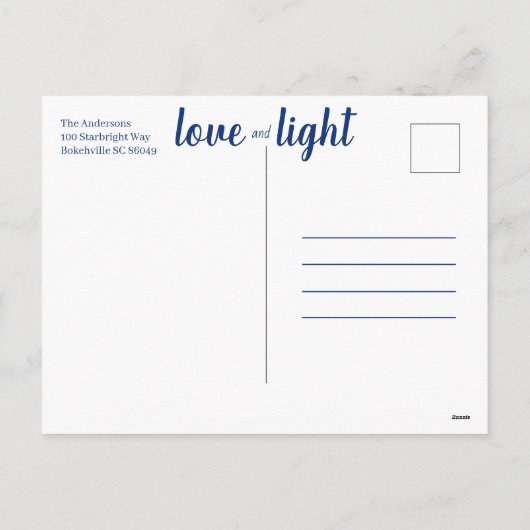 Leuke Liefde & de Lichte Chanoeka van Sterren Feestdagenkaart (Achterkant)