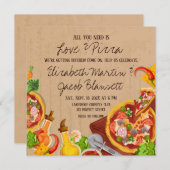 Leuke liefde en pizza bruiloft uitnodiging (Voorkant / Achterkant)