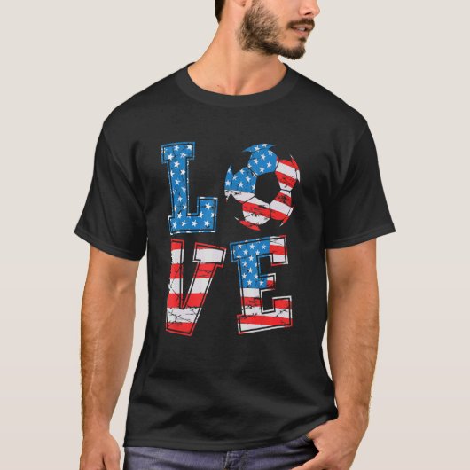 Leuke Liefde Football USA Vlag Vrouwen Meisjes Foo T-shirt (Voorkant)
