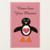 Leuke Liefde Hart Penguin Custom Planner (Voorkant)