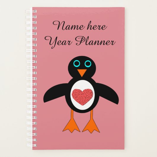 Leuke Liefde Hart Penguin Custom Planner (Voorkant)