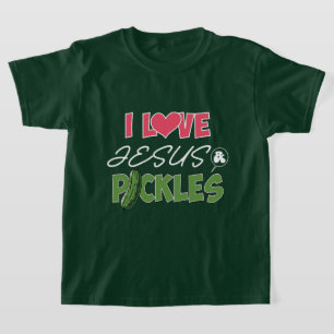 Leuke liefde Jezus augurken woordkunst T-shirt
