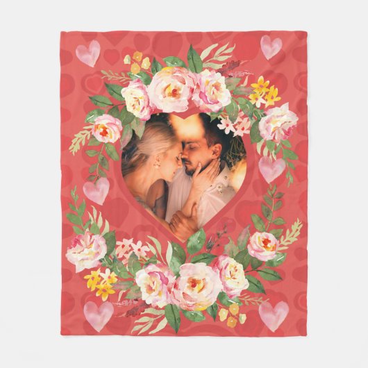 Leuke liefde paar familie hart foto fleece deken (Voorkant)