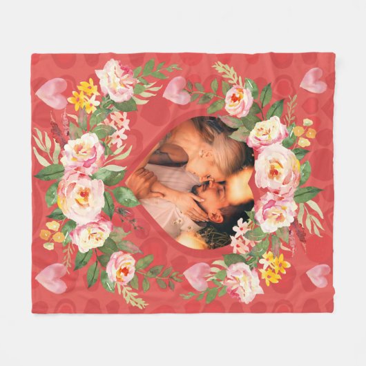 Leuke liefde paar familie hart foto fleece deken (Voorkant (Horizontaal))