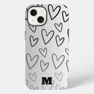 Leuke liefde zwart-wit hart gepersonaliseerde tele iPhone 13 hoesje