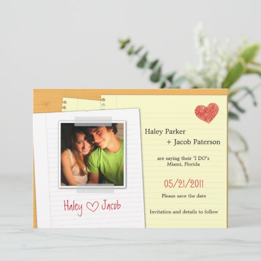 Leuke Liefdesbrief Save The Date Kaart (Staand voorkant)