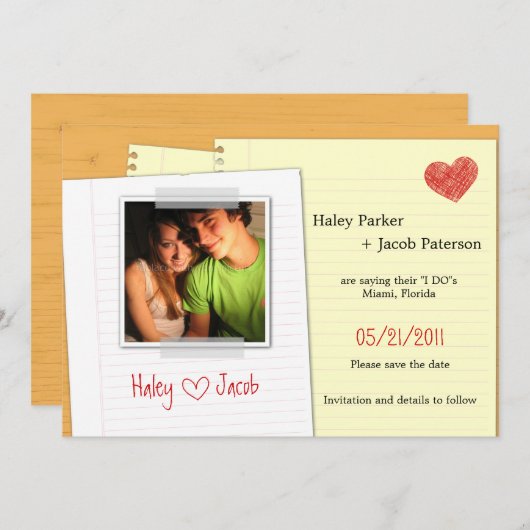 Leuke Liefdesbrief Save The Date Kaart (Voorkant / Achterkant)