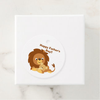 Leuke Liefdevolle Cartoon Pa Leeuw en Cub Favor Ta Bedankjes Labels