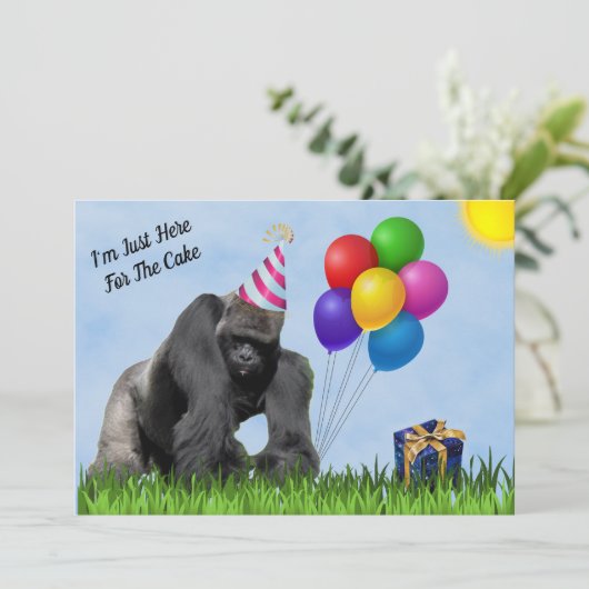 Leuke liefdevolle Gorilla Verjaardag Flat Kaart (Staand voorkant)