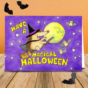 Leuke Lieve Halloween Egel Heks Kaart