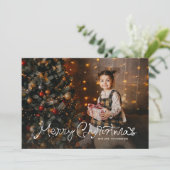 Leuke lieve Kerstmis speelse script foto Feestdagenkaart (Staand voorkant)
