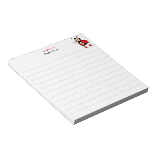 Leuke lieveheersbeestje bekleed notitieblok (Schuin)