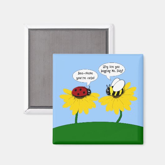 Leuke lieveheersbeestje en hommel bijenmagneet magneet (Voorkant / Achterkant)