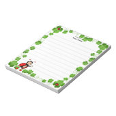 Leuke lieveheersbeestje en klaverbladeren bekleed notitieblok (Linkerzijde)