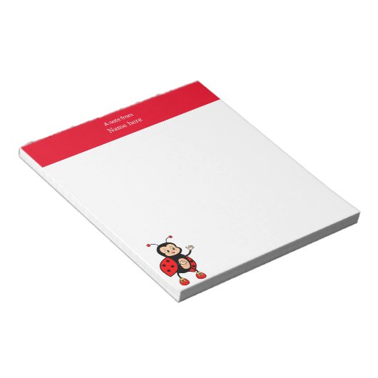 Leuke lieveheersbeestje en rode koptekst Eenvoudig Notitieblok (Schuin)