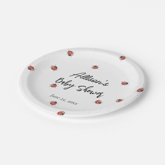 Leuke lieveheersbeestjes Baby shower Papieren Bordje (Gekanteld)