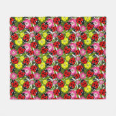 Leuke lieveheersbeestjes en bloemen Kleurrijke Pat Fleece Deken (Voorkant (Horizontaal))