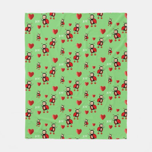 Leuke lieveheersbeestjes, harten en vreugdetekst o fleece deken (Voorkant)