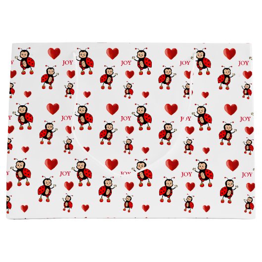 Leuke lieveheersbeestjes, harten en vreugdetekst o groot cadeauzakje (Voorkant)