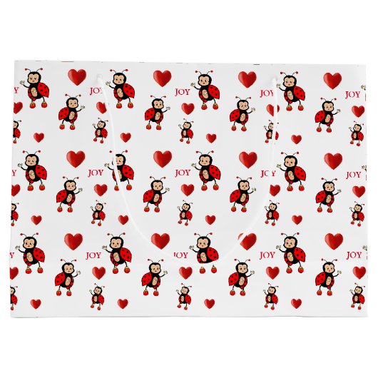 Leuke lieveheersbeestjes, harten en vreugdetekst o groot cadeauzakje (Achterkant)