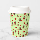 Leuke lieveheersbeestjes, harten & vreugdetekst op papieren bekers (Voorkant)