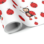 Leuke lieveheersbeestjes op wit cadeaupapier (Rol Hoek)