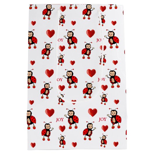 Leuke lieveheersbeestjes op wit medium cadeauzakje (Achterkant)