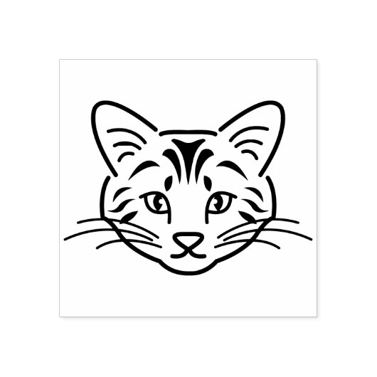 Leuke lijn Art Kitty Kat Gezicht Outline Rubberstempel (Afrduk)