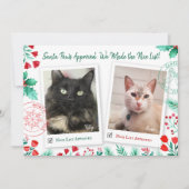 Leuke Lijst 2 Kattenfoto Kerst Waterverf Feestdagenkaart (Voorkant)