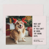 Leuke lijst grappig huisdier zwart roze Kerstfoto Feestdagenkaart (Voorkant / Achterkant)