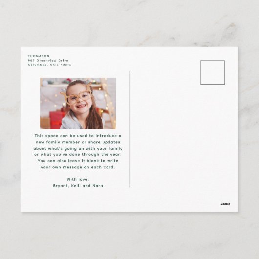 Leuke lijst grappige leuke groene twee foto kerst feestdagenkaart (Achterkant)