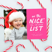 Leuke lijst grappige schattige één foto hot pink C Feestdagenkaart