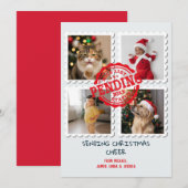 Leuke lijst in afwachting van grappige 4 foto kers feestdagenkaart (Voorkant / Achterkant)