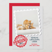 Leuke lijst in afwachting van grappige kat hond fo feestdagenkaart (Voorkant / Achterkant)