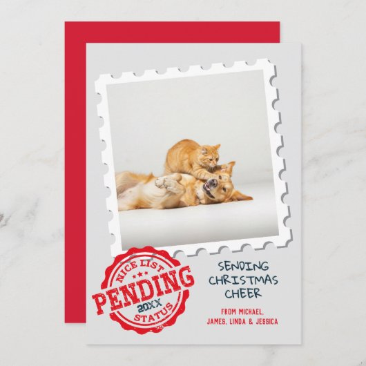 Leuke lijst in afwachting van grappige kat hond fo feestdagenkaart (Voorkant / Achterkant)