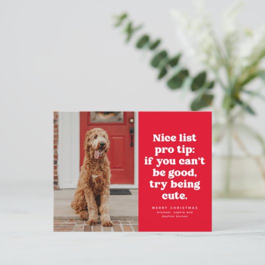 Leuke lijst pro tip grappige rode kerst huisdier f feestdagenkaart (Staand voorkant)