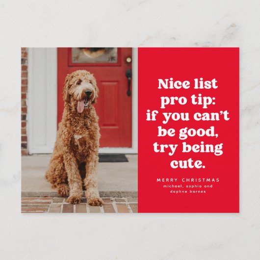 Leuke lijst pro tip grappige rode kerst huisdier f feestdagenkaart (Voorkant)