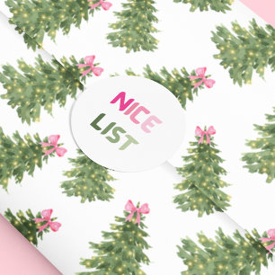 Leuke Lijst Roze & Groene Kerstplezier Ronde Stick Sticker