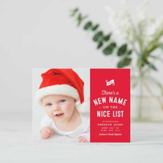 Leuke lijst schattige baby's eerste kerst rood feestdagenkaart (Staand voorkant)