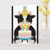 Leuke Lil' koe verjaardagskaart Kaart (Gele Bloem)