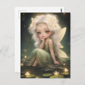 Leuke Lilypad Fairy - Whimsical Art Briefkaart (Voorkant / Achterkant)