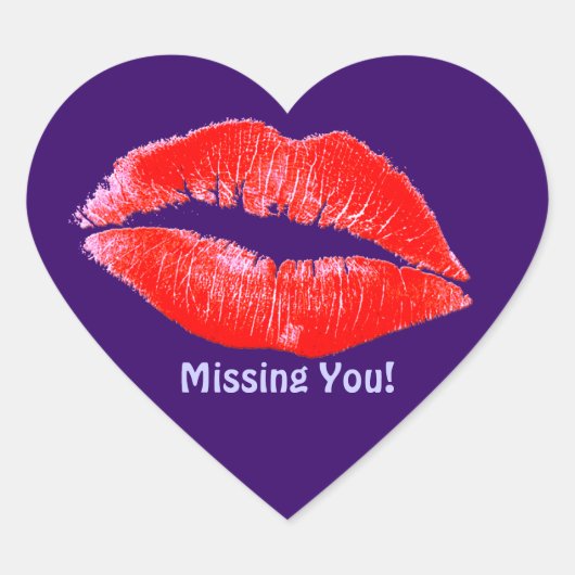 Leuke lippenstift kusjes Miss You Romantische LIP  Hart Sticker (Voorkant)