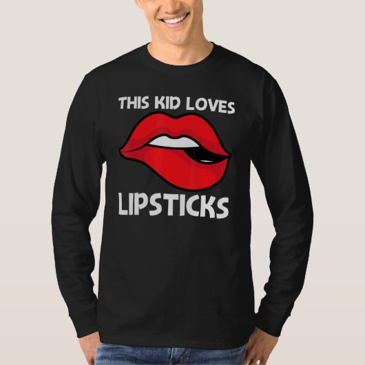 Leuke lippenstift voor kinderen jongens cosmetisch t-shirt (Voorkant)